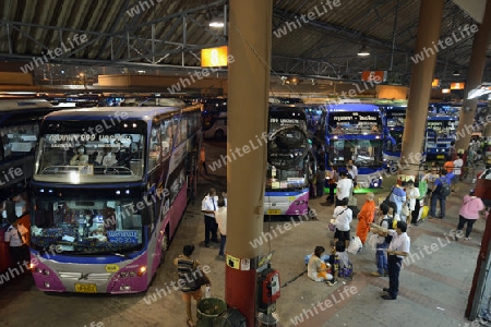 the Bus terminal Mor Chit in the city of Bangkok in Thailand in Suedostasien.