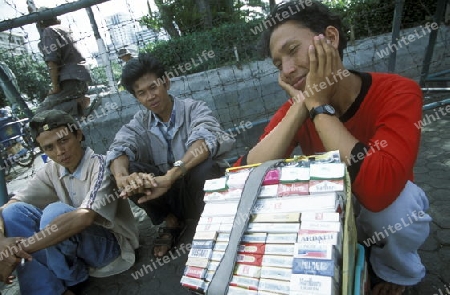 people sale cigarets in a Market in the city centre of Jakarta in Indonesia in Southeastasia.