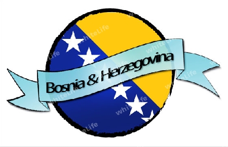 Circle Land Bosnia + Herzegovina - your country shown as illustrated banner for your presentation or as button...
