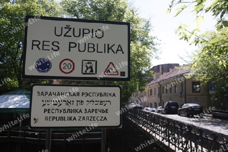 The Repubilc of Uzupio in the old Town of the City Vilnius  in the Baltic State of Lithuania,  