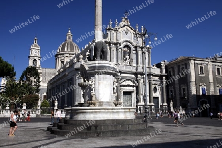 the Dom Sant Agata at the Piazza del Duomo in the old Town of Catania in Sicily in south Italy in Europe.