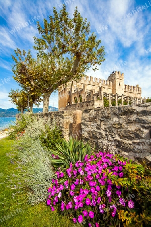 View of the Scaliger castle in Torri Del Benaco Veneto Italy
