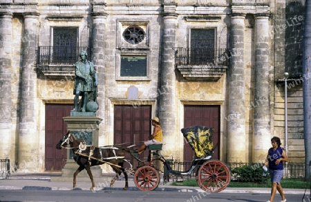 a horse cart Taxi transport in the old town of cardenas in the provine of Matanzas on Cuba in the caribbean sea.