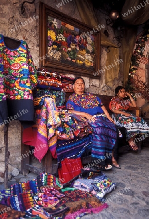 A Shop in the old city in the town of Antigua in Guatemala in central America.   