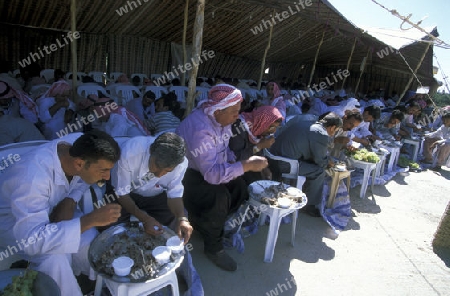 Ein Hochzeitsfest im Ruinendorf Bosra im sueden von Syrien.