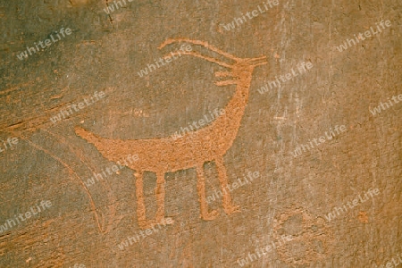 ca. 1500 Jahre alte Wandzeichnungen der indianischen Ureinwohner, Monument Valley, Arizona, USA
