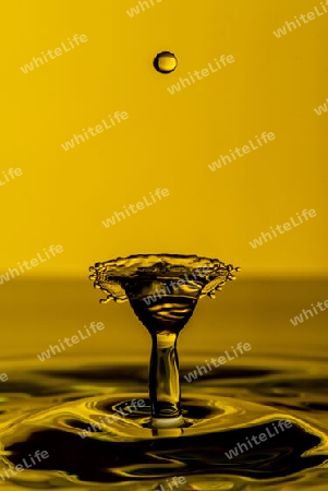 Highspeed Fotografie produziert eine pokalförmige Figur aus Wasser
