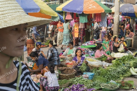  a Street Food market in the City of Mandalay in Myanmar in Southeastasia.