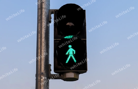 Green and red traffic lights for pedestrian and bicycles found in Kiel Germany