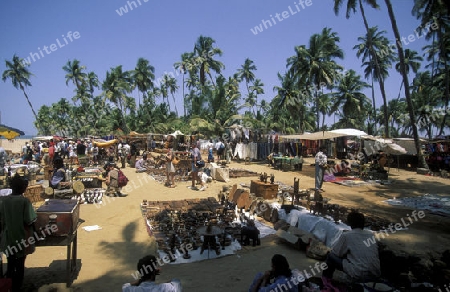 the Market in the Village of Anjuan in the province of Goa in India.