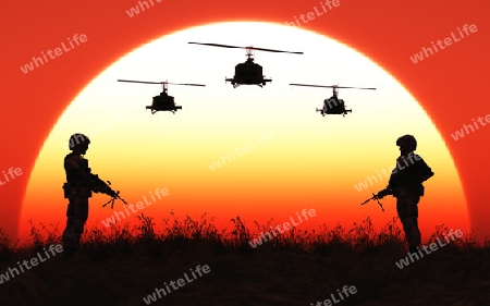 Soldaten im Sonnenuntergang
