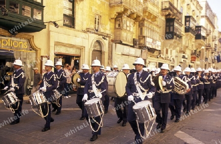 A ceremony of the Army on the Pjazza San Gorg inthe old Town of Valletta on Malta in Europe.