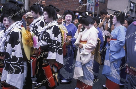 a Gaisha at the big Edo Festival at the Kanda-Matsuri Temple in the City centre of Tokyo in Japan in Asia,




