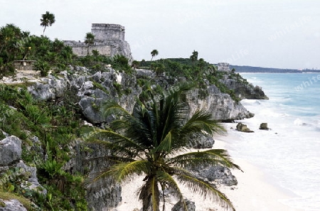 
Die Inka Ruinenstadt von Tulum an der Karibik in der Provinz Quintana Roo in Mexiko. 






