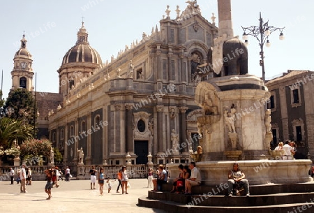 the Dom Sant Agata at the Piazza del Duomo in the old Town of Catania in Sicily in south Italy in Europe.
