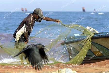 Asien, Indischer Ozean, Sri Lanka, Fischer im Kuestendorf Negombo an der Westkueste von Sri Lanka. (URS FLUEELER)






