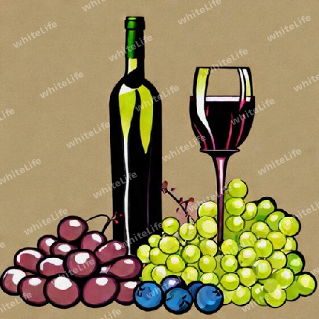 Rotwein und Weintrauben