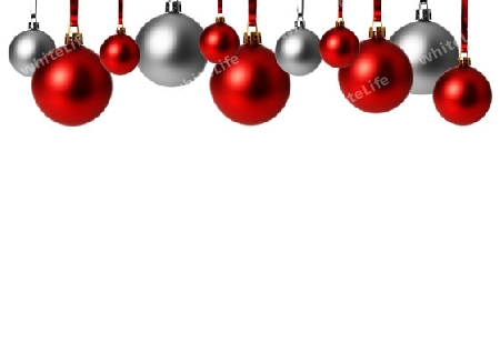 Weihnachten, Weihnachtskugeln rot und grau h?ngend