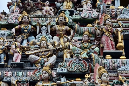 Asien, Suedostasien, Singapur, Inder, Indischer Tempel, Fassade, Figuren,
Die Fassade eines Indischen Tempel in Singapur in Suedost Asien.    