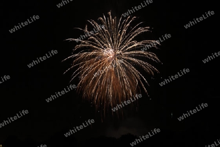 grand display of firework at the Volksfest Bobingen, Germany on august 13. 2012 at 10 pm