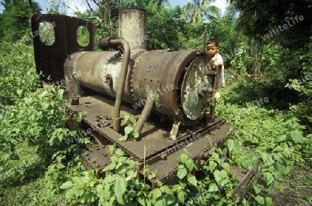 Die einzige Eisenbahn aus der Zeit der Franzosen in Laos steht bei Khong im sueden in Laos in Suedost Asien.