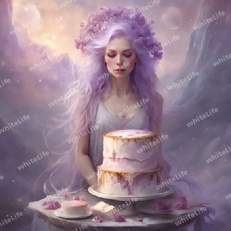 Frau mit torte