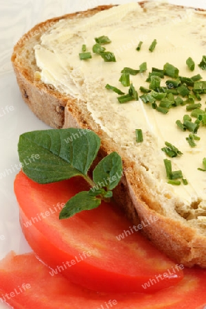 Bread slice and tomato
