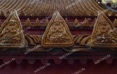 Ziegel des Wat Benchamabophit in der Stadt Bangkok in Thailand in Suedostasien.