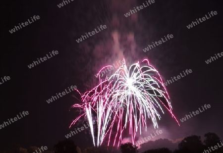 grand display of fireworks at the Volksfest Bobingen, Germany on august 13. 2012 at 10 pm