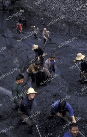 the coal workers in the village of fengjie in the three gorges valley up of the three gorges dam project in the province of hubei in china.