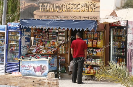 a Shop in the Village of Wadi Musa near the Temple city of Petra in Jordan in the middle east.