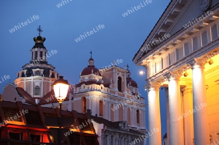 The old Town of the City Vilnius with the Cityhall  in the Baltic State of Lithuania,  