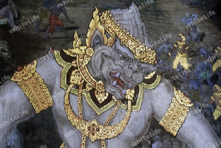 Ein andbild in der Tempelanlage des Wat Phra Kaew in der Hauptstadt Bangkok von Thailand in Suedostasien.