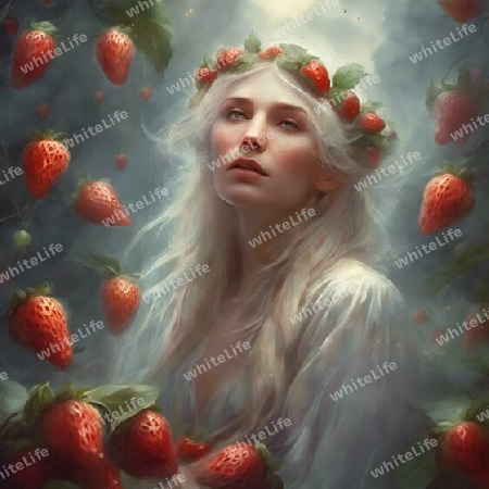 Frau mit erdbeeren