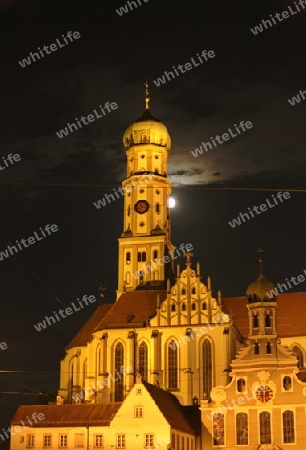 ulrichs church by night in augsburg/germany