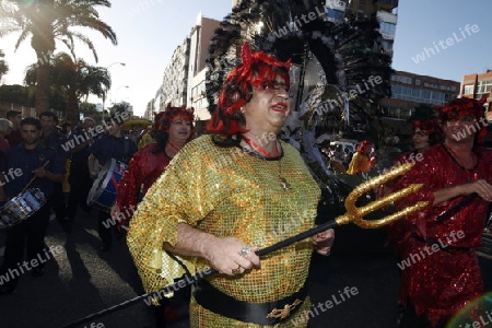 the carneval in the city of Las Palmas on the Island Gran Canary on the Canary Island of Spain in the Atlantic Ocean. 