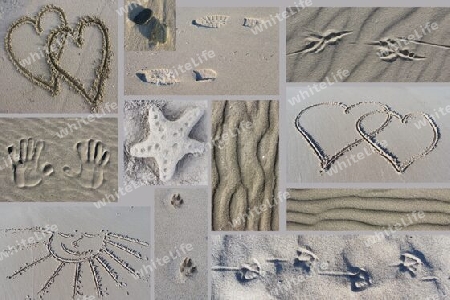 Spuren und Zeichen am Strand