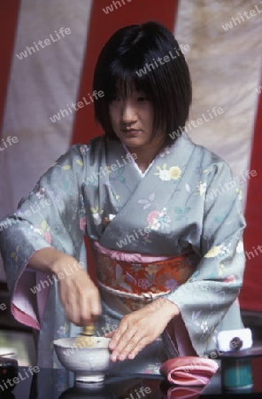 a tea ceremony in a traditional teahouse in the City centre of Tokyo in Japan in Asia,



