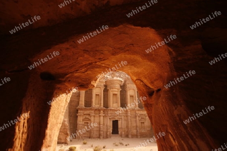 the Monastery  in the Temple city of Petra in Jordan in the middle east.