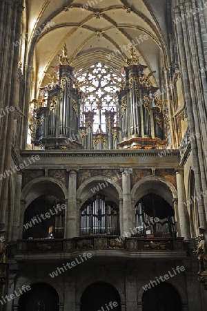 Orgelempore , gotischer Veitsdom, St.-Veits-Dom, Prager Burg, Hradschin, Prag, B?hmen, Tschechien, Europa