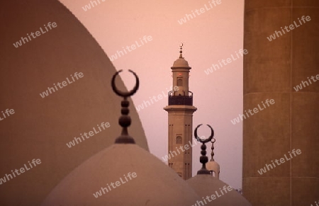 a mosque in the Moschee  an der Ali Ibn Talib road in the old town in the city of Dubai in the Arab Emirates in the Gulf of Arabia.