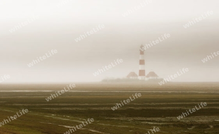 Westerhever Leuchtturm im Nebel