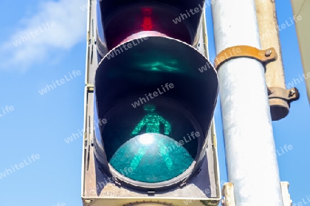 Green and red traffic lights for pedestrian and cars found in Germany