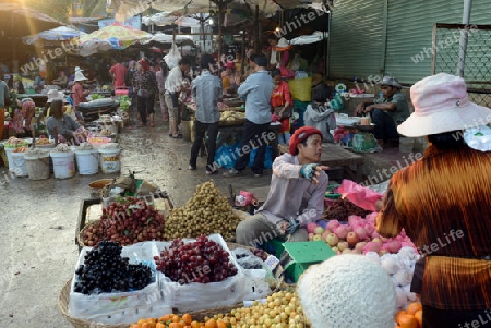 The Fegetable and Fruit market in the morning Market in the City of Siem Riep in the west of Cambodia.