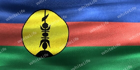 New Caledonia flag - realistic waving fabric flag