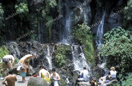 the waterfall and natural parc of La Ravine St Gilles bei St Gilles les Bains on the Island of La Reunion in the Indian Ocean in Africa.