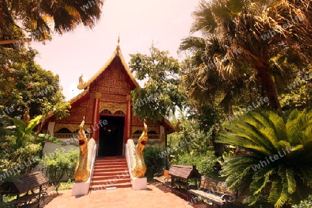 Der Wat Phra Kaew in der Altstadt von Chiang Rai in der Provinz chiang Rai im Norden von Thailand in Suedostasien.