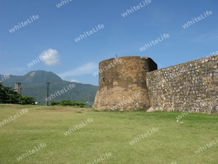 Dominikanische Republik, Aussenmauer der Fortaleza San Felipe, Puerto Plata