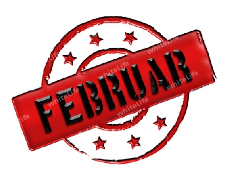 Sign, symbol, stamp or icon for your presentation, for websites and many more named FEBRUAR