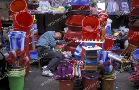 a market with plastic products in the city of Nanchang in the provinz Jiangxi in central China.